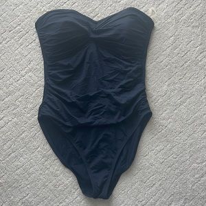 La Blanca black strapless one piece swimsuit. Size 12.